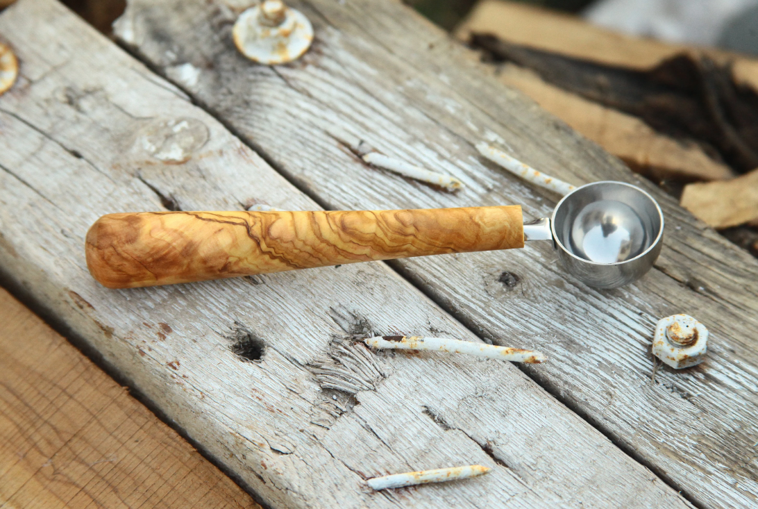 Handmade Coffee Scoop - Olive Wood - Walnut - Oakwood