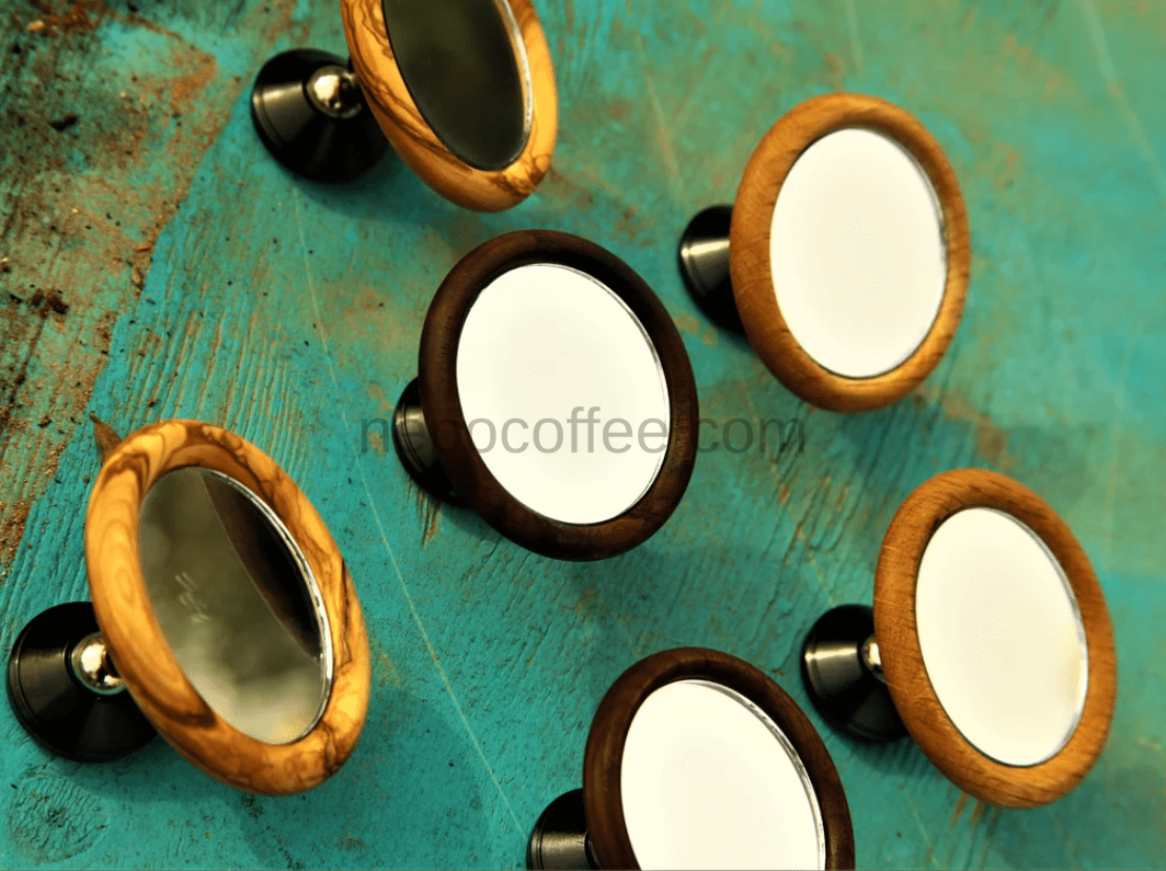 HHandmade Magnetic Shot Mirror - Adjustable Espresso Reflective Mirror in Walnut, Olive, & Oak Wood - #Nepocoffee#