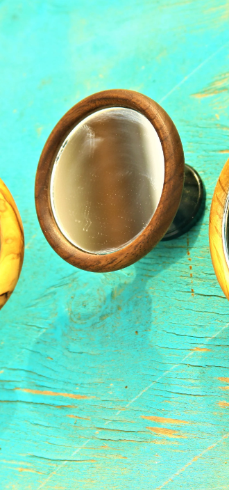 Handmade Shot Mirror Magnetic Adjustable ~ Made with Real Walnut, Olive Wood, Oak Wood