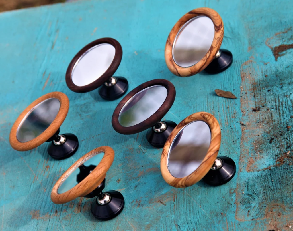 Handmade Shot Mirror Magnetic Adjustable ~ Made with Real Walnut, Olive Wood, Oak Wood