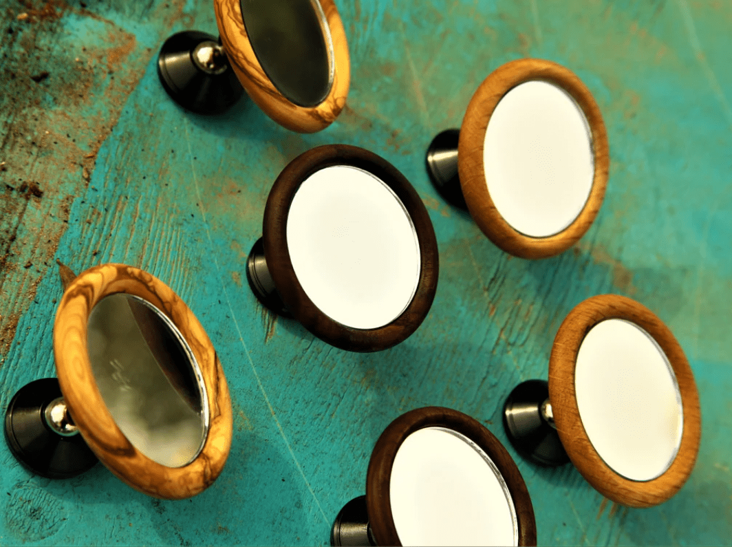 HHandmade Magnetic Shot Mirror - Adjustable Espresso Reflective Mirror in Walnut, Olive, & Oak Wood - #Nepocoffee#